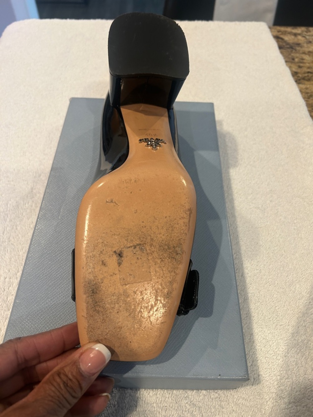 Prada, Black Patent Leather, 3 In. Heel, Slightly Worn, Excellent Condition - Picture 6 of 8